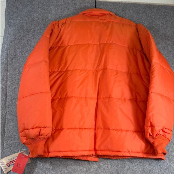 VTG 70s Weathercaster Puffer Jacket Mens Large Orange Fram Autolite Gorpcore NWD - Picture 8 of 11